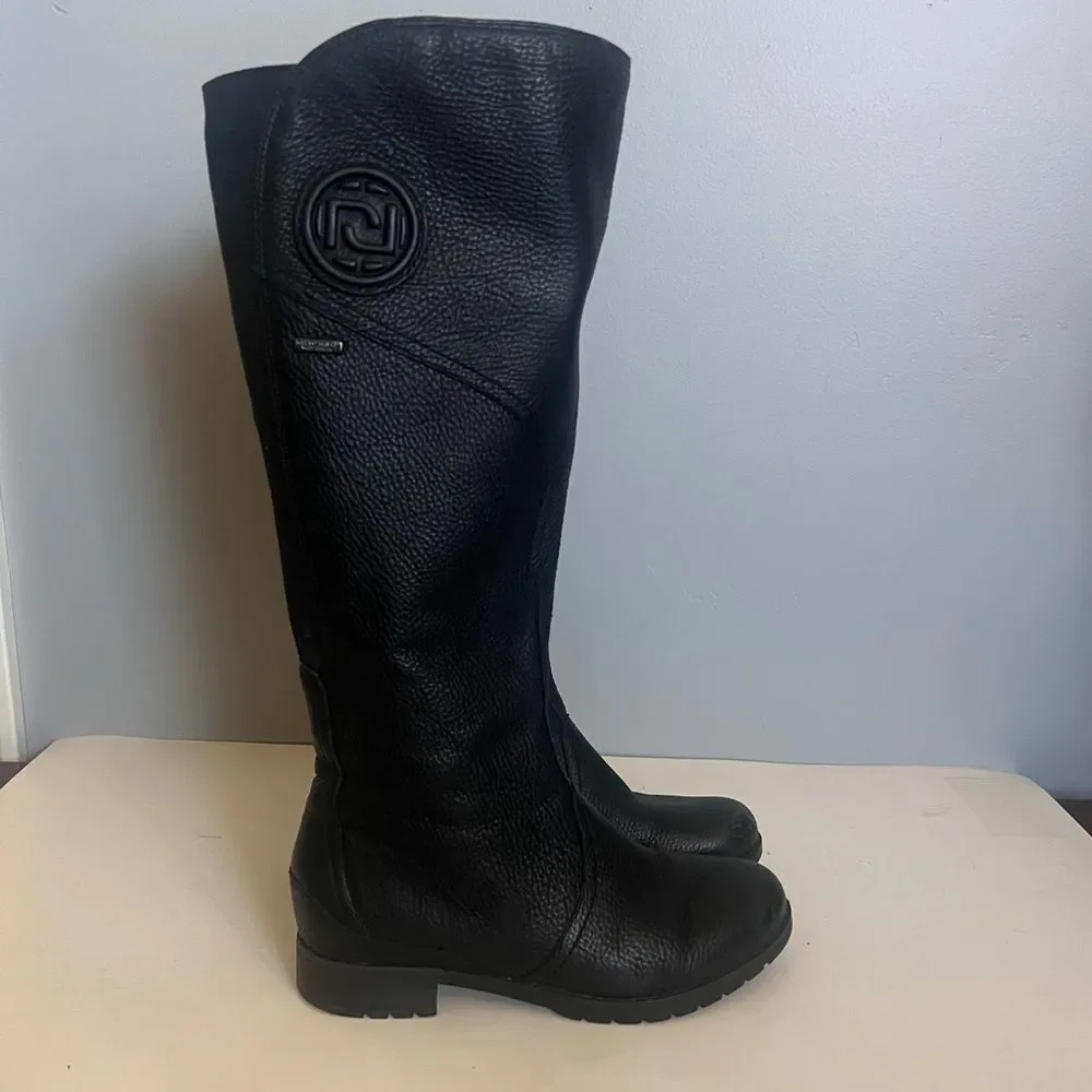 Rockport Tristina Gore Black Waterproof Hydro Shield KneeHigh Leather Boots 5.5